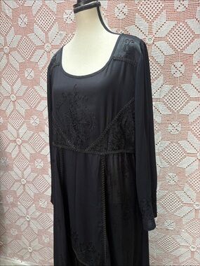 Vintage The Paragon Black Embroidered Maxi Dress Sz Lg/XL